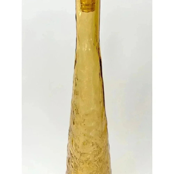 Vintage Empoli Textured Italian Glass 22" Yellow Decanter with Stopper - Picture 3 of 10